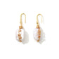 Zircon Crystal Winding Baroque Freshwater Pearl Earrings