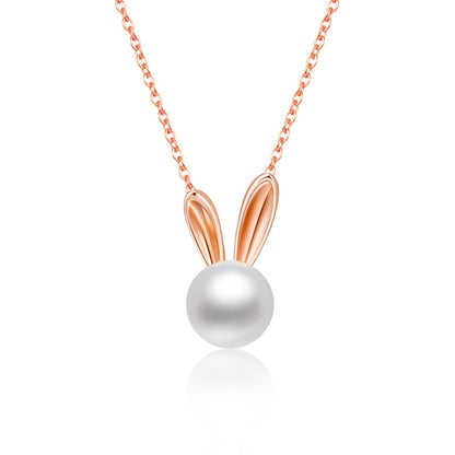 925 Sterling Silver Rabbit Pearl Clavicle Necklace