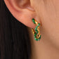 Retro Twisted Stainless Steel Inlaid Green Natural Stone Pearl Earrings