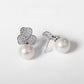 925 Silver Fashion Three-petal Leaf Freshwater Pearl Earrings