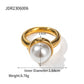 18K Gold Plated Stainless Steel Pearl-inlaid Closed Ring,#7