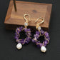 Amethyst natural pearl earrings,6cm long