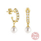 925 Sterling Silver Long Short Pearl Earrings