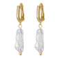 925 Sterling Silver Baroque Pipa Bead Earrings,4cm long