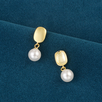 925 Silver Oval Imitation Pearl Earrings