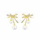 925 Silver Bow Pearl Earrings