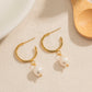 Non-fading Retro Large Pearl C-shaped Pendant Earrings