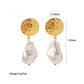 Titanium Plated 18K Gold Imitation Pearl  Irregular Earrings