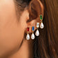 925 Sterling Silver Square Colorful Diamond Pearl Earrings