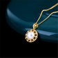 Hollow Carved Zircon Freshwater Pearl Pendant Necklace,40+4.5cm