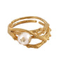 Natural Pearl Personality Bird's Nest Line Ring,Adjustable