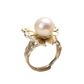 925 Sterling Silver Butterfly Freshwater Pearl Ring, Adjustable