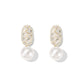 French Retro Oval Opal Pearl Earrings