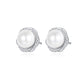 925 Sterling Silver Freshwater Pearl White Gold Stud Earrings,3.6g