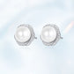 925 Sterling Silver Freshwater Pearl White Gold Stud Earrings,3.6g