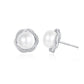 925 Sterling Silver Freshwater Pearl White Gold Stud Earrings,3.6g