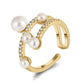 925 Sterling Silver Natural Freshwater Pearl Ring, Adjustable